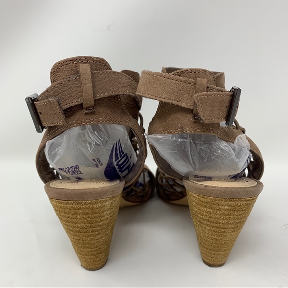 VINCE Camuto EVEL Brown Caged Sandal Stacked Block Heel Open Toe Womens Size 7.5 - Picture 4 of 7